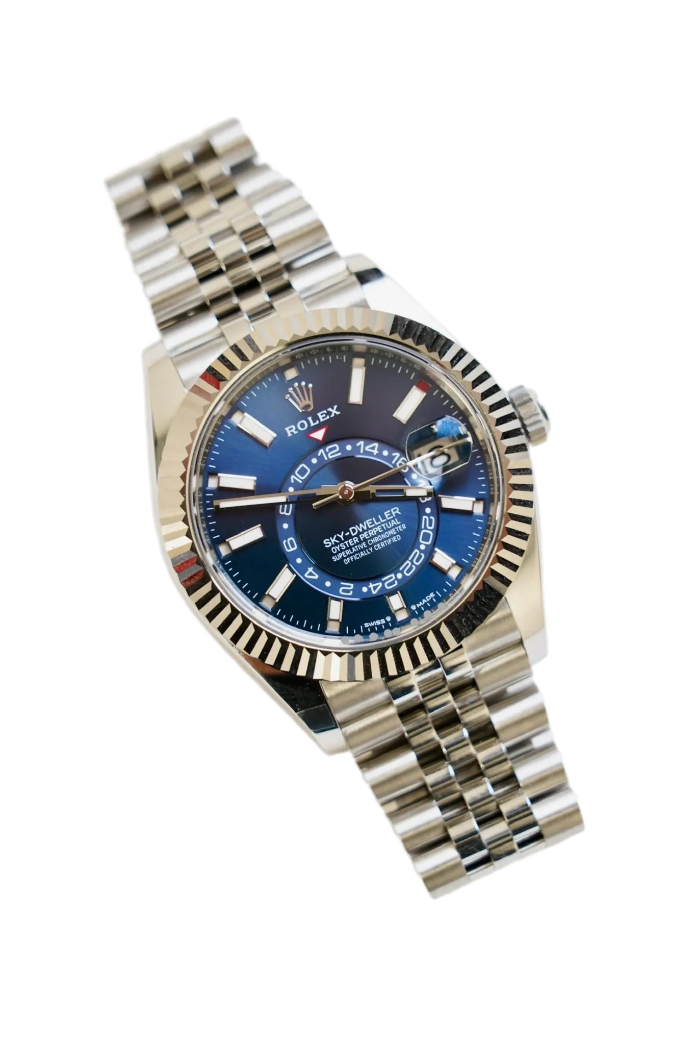 2025 ROLEX 42MM SKY DWELLER BLUE DIAL FLUTED JUBILEE STEEL 336934