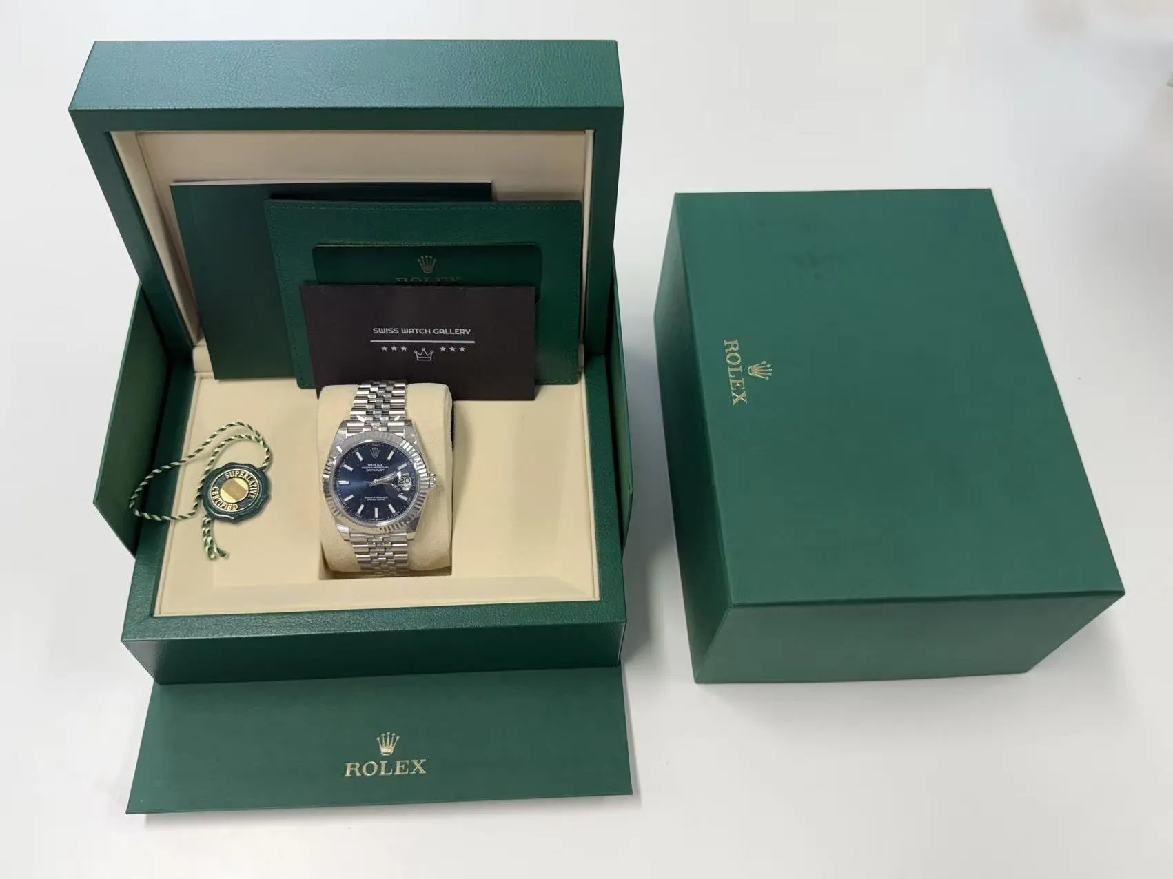 2025 ROLEX DATE JUST 41MM BLUE INDEX FLUTED JUBILEE STEEL126334